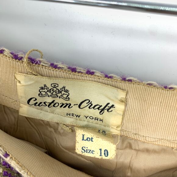 Custom-Craft Wool Skirt Womens 0 Plaid High Waist Purple Yellow Vintage NYC - Picture 6 of 6
